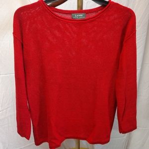 Gorgeous red linen Ralph Lauren M sweater EUC
